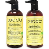 PURA DOR Biotin Original Gold Label Anti-Thinning (16oz x 2) Shampoo & Conditioner Set, Clinically Tested Effective Solution w/ Herbal DHT Ingredients, All Hair Types, Men & Women