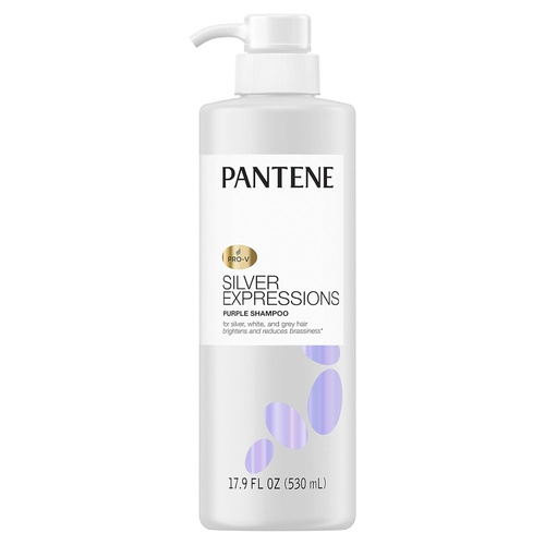  Pantene Silver Expressions, Purple Shampoo and Hair Toner, Pro-V for Grey and Color Treated Hair, Lotus Flowers, 17.9 Fl Oz