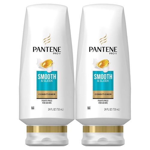  Pantene, Sulfate Free Conditioner, with Argan Oil, Pro-V Smooth and Sleek Frizz Control, 24 fl oz, Twin Pack