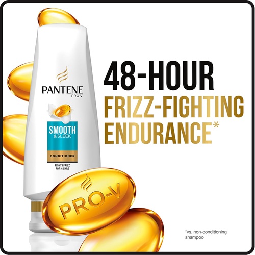  Pantene, Sulfate Free Conditioner, with Argan Oil, Pro-V Smooth and Sleek Frizz Control, 24 fl oz, Twin Pack