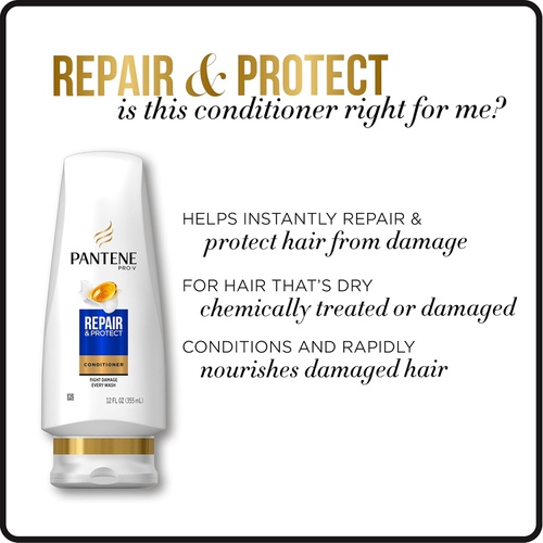  Pantene, Sulfate Free Conditioner, Pro-V Repair and Protect for Damaged Hair, 28.9 fl oz, Twin Pack