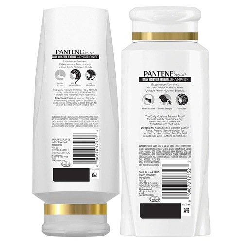  Pantene Moisturizing Shampoo and Conditioner for Dry Hair, Daily Moisture Renewal, Bundle Pack