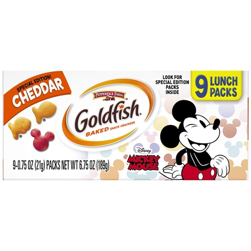  Pepperidge Farm Goldfish Colors Cheddar Crackers, 0.9 oz. Single-Serve Snack Packs, 9-count Multi-pack Tray