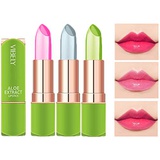 Petansy 3 Packs Aloe Vera Lipstick , Lips Moisturizer Long Lasting Nutritious Lip Balm Magic Temperature Color Change Lip Gloss-Set(A)