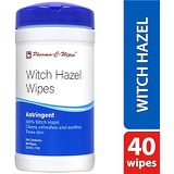 Pharma-C-Wipes 100% Witch Hazel Wipes (1 Canister, 40 Wipes) Toner & Astringent Cleansing Cloths