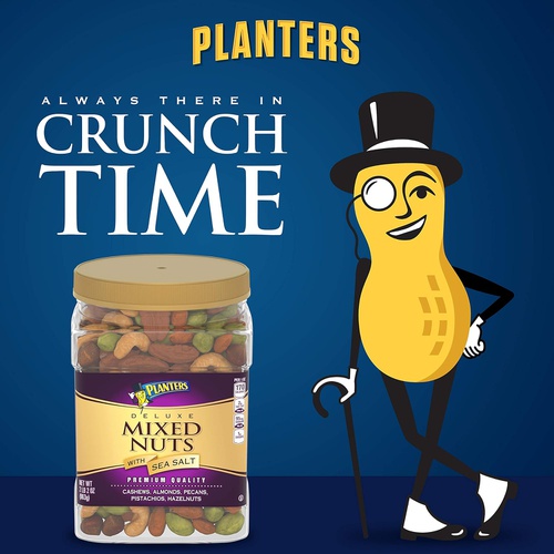  Planters Deluxe Mixed Nuts (34 oz Canister) | Variety Mixed Nuts with Cashews, Almonds, Pecans, Pistachios, Hazelnuts & Sea Salt