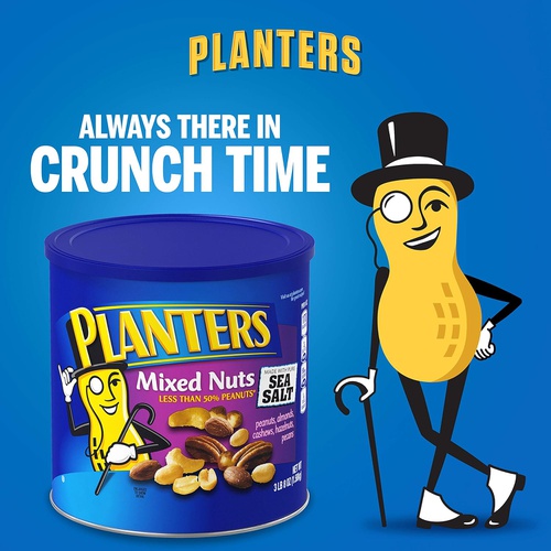  Planters Mixed Nuts (56 oz Canister) | Variety Mixed Nuts with Less Than 50% Peanuts with Peanuts, Almonds, Cashews, Hazelnuts, Pecans & Sea Salt