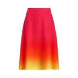 Ombre Linen-Blend Midi Skirt
