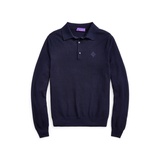 Monogram Silk-Blend Polo-Collar Sweater