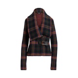 Plaid Wool-Blend Buckle-Trim Jacket