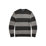 Suede-Patch Striped Wool-Blend Sweater