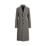 Houndstooth Wool-Blend Tweed Coat