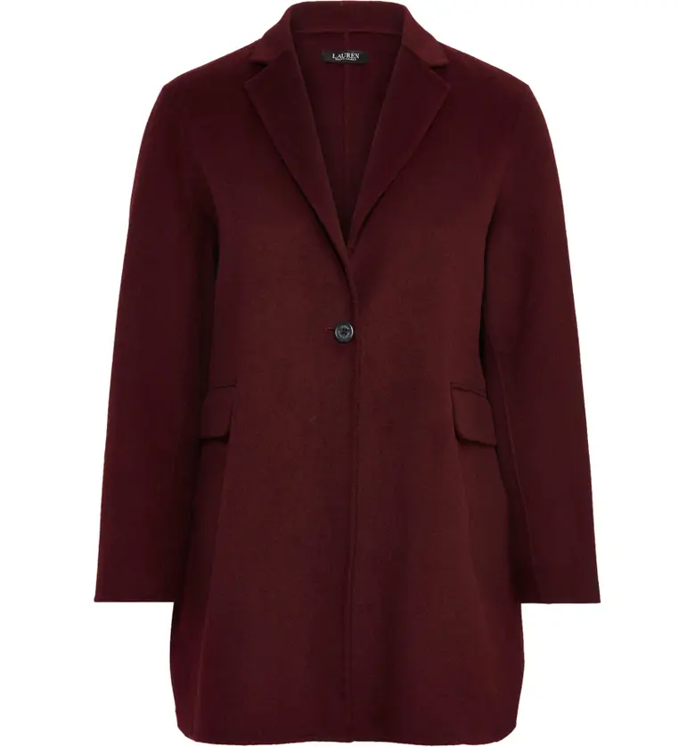 폴로 랄프로렌 Lauren Ralph Lauren Double Face Wool Blend Jacket_PINOT NOIR