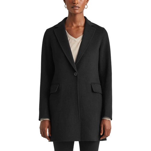 폴로 랄프로렌 Lauren Ralph Lauren One Button Double Face Wool Blend Coat_BLACK