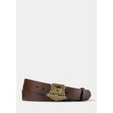 Tiger-Buckle Leather Belt