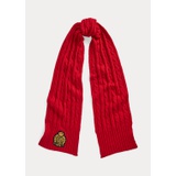 Crest-Patch Cable-Knit Scarf