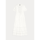 Lace-Trim Linen-Cotton Jersey Dress