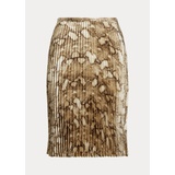 Snakeskin-Print Pleated Charmeuse Skirt