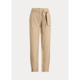 Belted Twill Cropped Pant