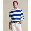 Striped Cable-Knit Cotton Sweater