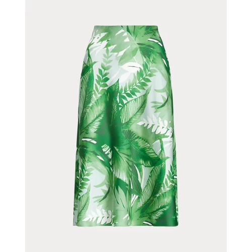 폴로 랄프로렌 Palm Frond-Print Charmeuse Midi Skirt