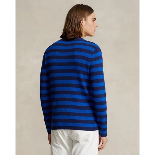 폴로 랄프로렌 Striped Rib-Knit Cotton-Cashmere Sweater