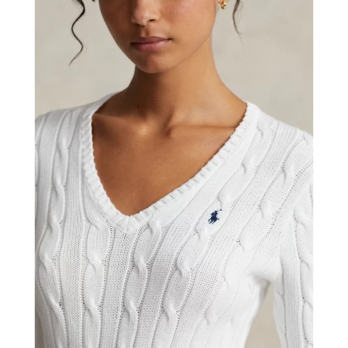 폴로 랄프로렌 Cable-Knit Cotton V-Neck Sweater