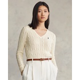Cable-Knit Cotton V-Neck Sweater