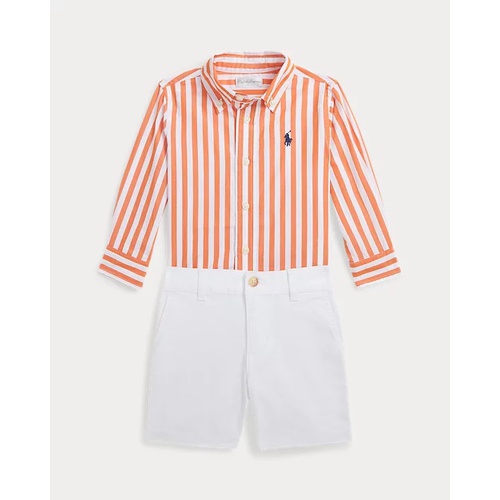 폴로 랄프로렌 Striped Cotton Shirt & Chino Short Set
