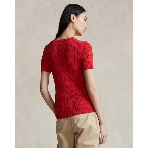 폴로 랄프로렌 Cable-Knit Cotton Short-Sleeve Sweater