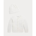 Polo Bear Cotton Cardigan & Hat Gift Set
