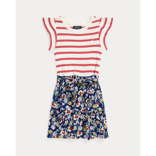 폴로 랄프로렌 Striped & Floral Cotton-Blend Dress