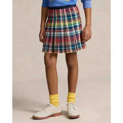 폴로 랄프로렌 Pleated Cotton Madras Skirt