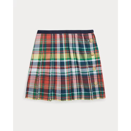 폴로 랄프로렌 Pleated Cotton Madras Skirt