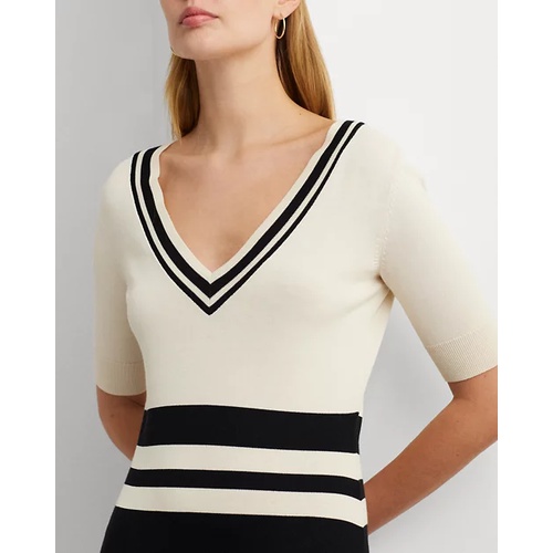 폴로 랄프로렌 Two-Tone Cotton-Blend Sweater Dress