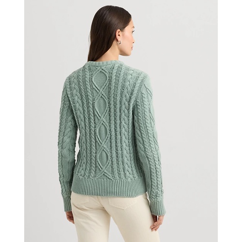 폴로 랄프로렌 Aran-Knit Cotton-Blend Crewneck Sweater