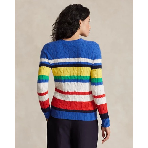 폴로 랄프로렌 Striped Cable-Knit Cashmere Sweater