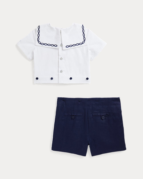 폴로 랄프로렌 Cotton Sailor Shirt & Linen Short Set