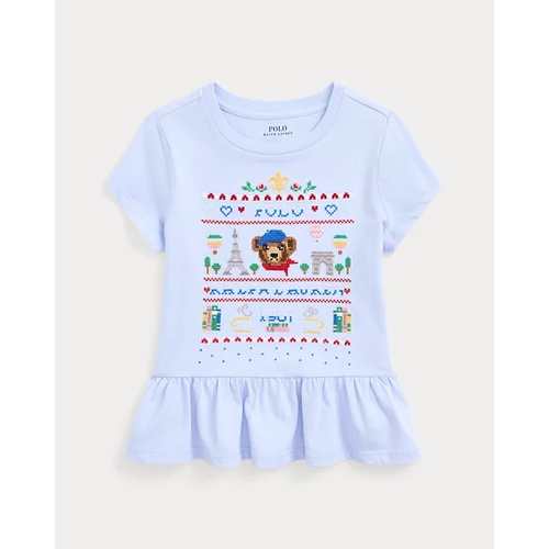 폴로 랄프로렌 Polo Bear Cotton Jersey Peplum Tee