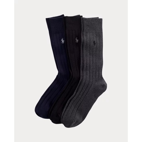 폴로 랄프로렌 Ribbed Cotton Trouser Sock 3-Pack