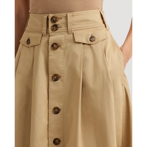 폴로 랄프로렌 Button-Front Micro-Sanded Twill Skirt