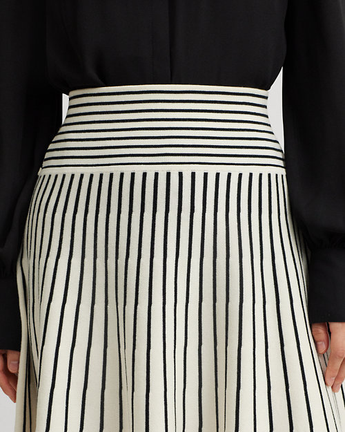 폴로 랄프로렌 Striped Cotton-Blend Midi Skirt