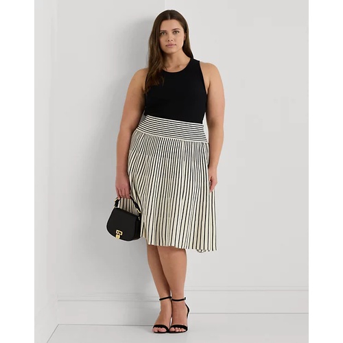 폴로 랄프로렌 Striped Cotton-Blend Midi Skirt