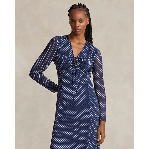 폴로 랄프로렌 Polka-Dot Crinkle Georgette Dress