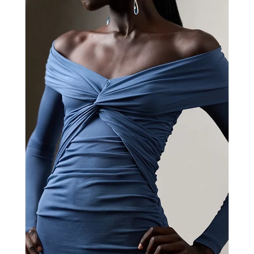 폴로 랄프로렌 Ruched Jersey Long-Sleeve Evening Dress