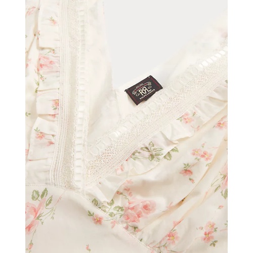 폴로 랄프로렌 Lace-Trim Floral Cotton Voile Dress