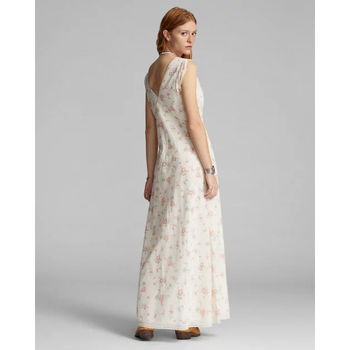 폴로 랄프로렌 Lace-Trim Floral Cotton Voile Dress