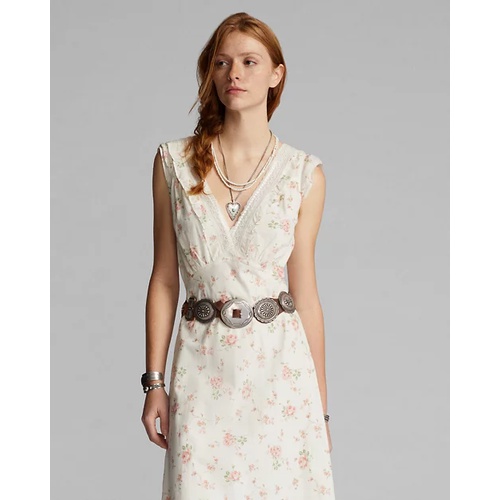 폴로 랄프로렌 Lace-Trim Floral Cotton Voile Dress