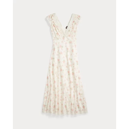 폴로 랄프로렌 Lace-Trim Floral Cotton Voile Dress