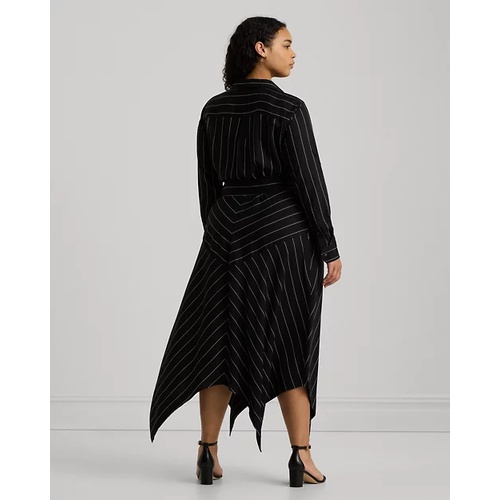 폴로 랄프로렌 Pinstripe Belted Twill Surplice Dress